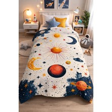 Bebişim Halı Gezegen Uzay Tek Kişilik Pike Takımı Çocuk Odası Pike Yatak Örtüsü