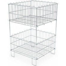 Raffar Katlanır Sepet Çift Katlı Tel Sepet 60X80 cm