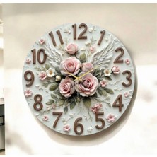 Yavuzlar Ticarett Renkli Çiçek Baskı Desenli Duvar Saati 45X45