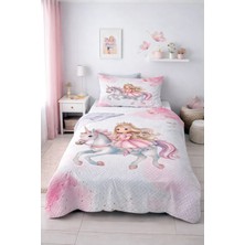 Bebişim Halı Prenses Unicorn Tek Kişilik Pike Takımı Çocuk Odası Pike Yatak Örtüsü