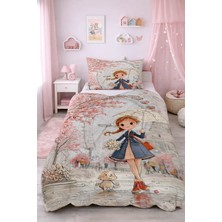 Bebişim Halı Şemsiyeli Kız Tek Kişilik Pike Takımı Çocuk Odası Pike Yatak Örtüsü