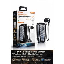 Azurtech Lkb-38 Bluetooth Kulaklık V5.4, Geri Çekilebilir Makaralı, 1440 Saat Bekleme, Hd Ses, Gürültü Engelleme