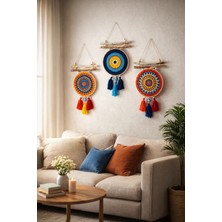 Makromenis Nazarlık Düşkapanı Nazar Boncuğu Rüya Tutucu Kapı Süsü Duvar Süsü Dreamcatcher Mandala