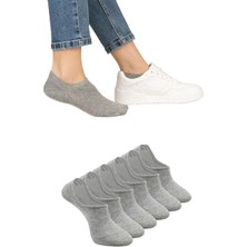 Ozzy Socks 6 Çift Yumuşak Dokulu Kadın Gri Bambu Görünmez Sneaker Spor Ayakkabı Çorabı