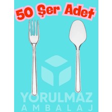 Yorulmaz Ambalaj 🤍🍴🥄 50 Şeffaf Çatal 50 Şeffaf Kaşık Seti – 100 Parça Lüks Plastik Kullan At