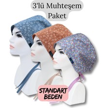 Doktorbonem Standart Beden 3lü Muhteşem Paket Mavi Nazlı Kahverengi Nazlı Çiçekler Indigo Çıtır Cerrahi Bone