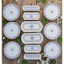 Pinkev Ottoman 6 Kişilik 12 Parça Pasta Kahvaltı Kayık Sunum Tabağı Takımı