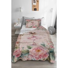 Bebişim Halı Balerin Kız Tek Kişilik Pike Takımı Çocuk Odası Pike Yatak Örtüsü