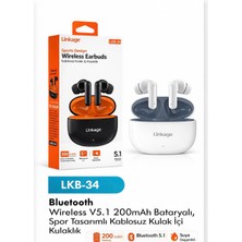 Azurtech Lkb-34 Kablosuz Bluetooth Kulaklık 5.1 Spor Tasarım 200MAH Şarj Kutulu Kulak Içi Tws