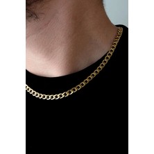 Bluem Paslanmaz Kısa Erkek Kalın Sarı Arpa Zincir - Ithal Kararmaz Zincir Kolye