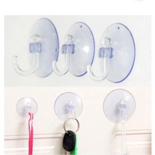 AY MAGNET 25 Adet Büyük Boy Askılı Vantuz, 4 cm Şeffaf Plastik Kancalı Öpücük Vantuz 25 Adet