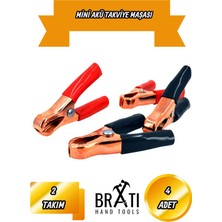 BRATİ HAND TOOLS Akü Maşası 2 Takım Mini Akü Takviye Maşa 2 Artı 2 Eksi Toplam 4 Adet