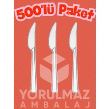 Yorulmaz Ambalaj 🖤🔪 Şeffaf Plastik Bıçak 500 ’ Lü Paket – Lüks Dayanıklı Kullan At Catering Tipi