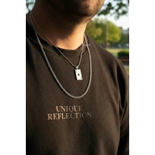 Bluem Paslanmaz Çelik Ikili Iskambil Kart ve Ince Arpa Kolye Seti - Ithal Kararmaz Zincir Kolye