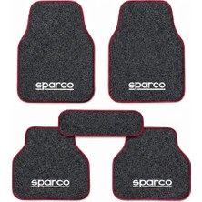 Smart Garage Xev Uyumlu Sparco Yazılı Füme Kenar Kırmızı Oto Paspas Halı Seti  - Her Araca Uygun