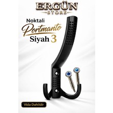 Ergün Store Noktalı Portmanto Vestiyer Duvar Dolap Elbise Askısı Siyah Metal Mobilya Kapı Askılığı Askılık 3 Adet