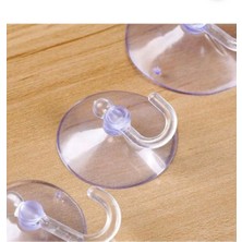 AY MAGNET 100 Adet Büyük Boy Askılı Vantuz, 4 cm Şeffaf Plastik Kancalı Öpücük Vantuz