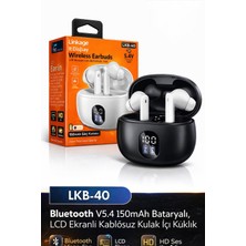 Azurtech Lkb-40 Bluetooth Kulaklık V5.4, LCD Ekranlı, 150MAH Şarj Kutulu, Kablosuz Kulak Içi Tws Kulaklık