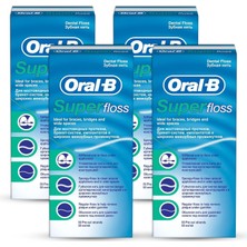 Oral-B Super Floss Renkli Diş İpi 50 Adet 4'lü Paket Orta Sertlikte Hassas Temizlik Sağlar