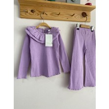 Kids Fitilli Kumaş Mor Rengi Alt-Üst Takım
