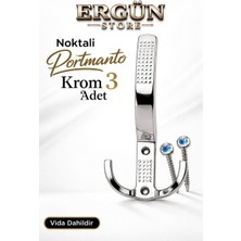 Ergün Store Noktalı Portmanto Vestiyer Duvar Dolap Elbise Askısı Gümüş Metal Mobilya Kapı Askılığı Askılık 3 Adet