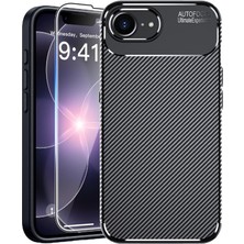 Teleplus iPhone 17E Kılıf Negro Karbon Tasarım Kapak + Ekran Koruyucu