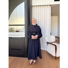 Miraydin Butik Kadın Boyun Bağlamalı Kemerli Elbise M91113 - Lacivert