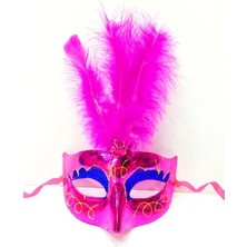 Bucuks Mey Ithalat® Renkli Tüylü Venedik Parti Maskesi Karışık Renk 12 Adet