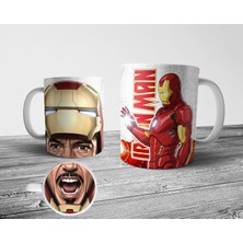 Pixxa Iron Man Tony Stark Tabanı Ağız Desenli Kupa Bardak