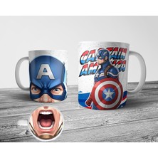 Pixxa Captain America Tabanı Ağız Desenli Kupa Bardak