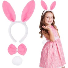 Bucuks Mey Ithalat® Pembe Tavşan Kostüm Seti – Taç, Papyon, Ponpon (12’li Paket)
