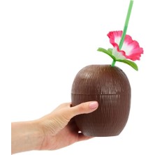 Bucuks Mey Ithalat® Hindistan Cevizi Hawaii Luau Aloha Pipetli Içecek Kabı Bardak 10X13 cm 1 Adet