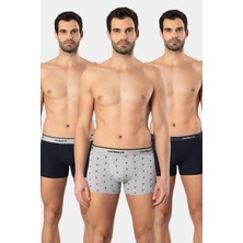 Cacharel Erkek Desenli Likrali Boxer 3'lü Paket