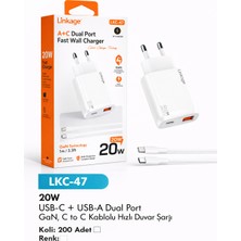 Azurtech Lkc-47 20W Hızlı Şarj Aleti Usb-C + Usb-A Çift Port C To C Kablolu