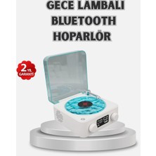 Bucuks Mey Ithalat® 3-Ü-1 Gece Işığı Bluetooth Hoparlör Dijital Saat Vintage Plak Çalar Tasarımlı
