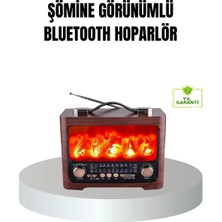 Bucuks Mey Ithalat® Solar Şarjlı Şömine Alev Efektli Bluetooth Hoparlör 7W Taşınabilir Ses Sistemi