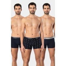 Cacharel Erkek Desenli Likrali Boxer 3'lü Paket