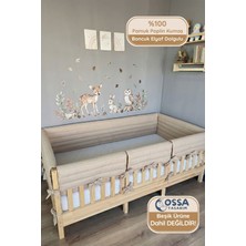 Yasetex Tasarım Montessori ve Beşik Için Full Yan Koruma Seti - 4 Kenar Tam Koruma %100 Pamuk Antialerjik Vanilya