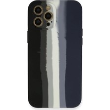 Epilons Iphone 12 Pro Kılıf Ebruli Lansman Silikon - Siyah-Lacivert