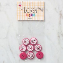 Çarşı Point Loren Crafts 8 Li Fuşya Kedi Düğme - 587
