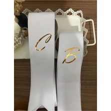 Nuksoc Takı Kurdelesi 6 cm Eninde 2 Metre 2 Adet Beyaz Renk Gold Baskı