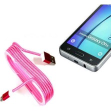 Epilons Android Örgü Şeklinde Renkli Çelik Şarj Data Kablosu - Pembe