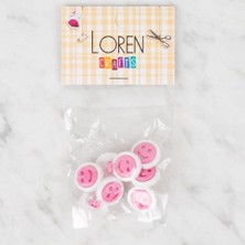Çarşı Point Loren Crafts 8 Li Koyu Pembe Gülen Yüz Düğme - 636