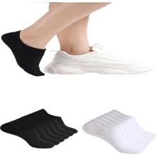 Ozzy Socks 12 Çift Siyah Beyaz Dikişsiz Kadın Bambu Görünmez Sneaker Spor Ayakkabı Çorabı