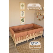 Yasetex Tasarım Montessori ve Beşik Için Full Yan Koruma Seti - 4 Kenar Tam Koruma %100 Pamuk Antialerjik Kiremit