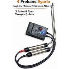 Profesyonel Frekans Üreteçli Alan Tarama Çubuğu Altın Arama Dedektör-4 Kademeli(Boşluk – Mineral – Gümüş – Altın)