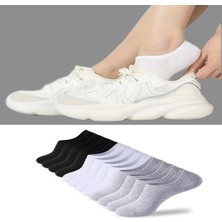 Ozzy Socks 12 Çift Siyah Beyaz Gri Dikişsiz Kadın Bambu Görünmez Sneaker Spor Ayakkabı Çorabı