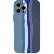 Epilons Iphone 12 Kılıf Ebruli Lansman Silikon - Mavi-Gri