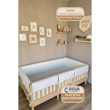 Yasetex Tasarım Montessori ve Beşik Için Full Yan Koruma Seti - 4 Kenar Tam Koruma %100 Pamuk Antialerjik Ekru