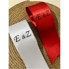 Nuksoc Nişan Düğün Gelin Damat Takı Kurdelesi Kırmızı Beyaz Harf Baskılı